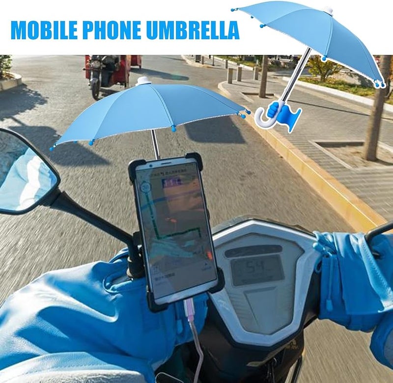 Blue Phone Umbrella UV Protection Portable Suction Cup Stand Tablet Clip Outdoor Use - Image 2